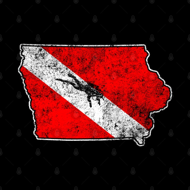 Iowa Dive Flag Scuba Diving State Map Dive Flag Distressed by TeeCreations