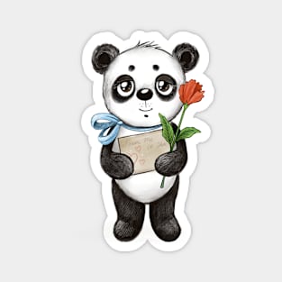 Cute panda with flower Magnet