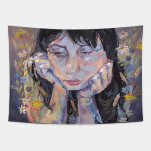 Lady in Thoughts Tapestry