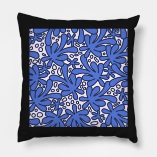 Modern abstract Matisse inspired design in beautiful electric cobalt blue on an off white background Pillow