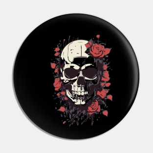 skull with roses tattoo Pin