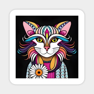 Colorful feline cat Magnet