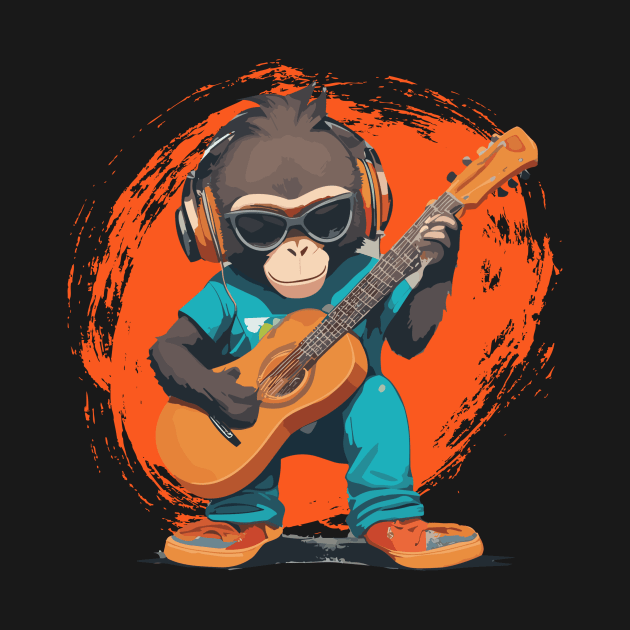 monkey play guitar by ReaBelle