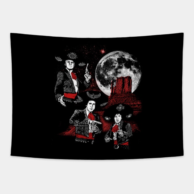 Three Amigos Moon Tapestry by FiendishlyCruelArt