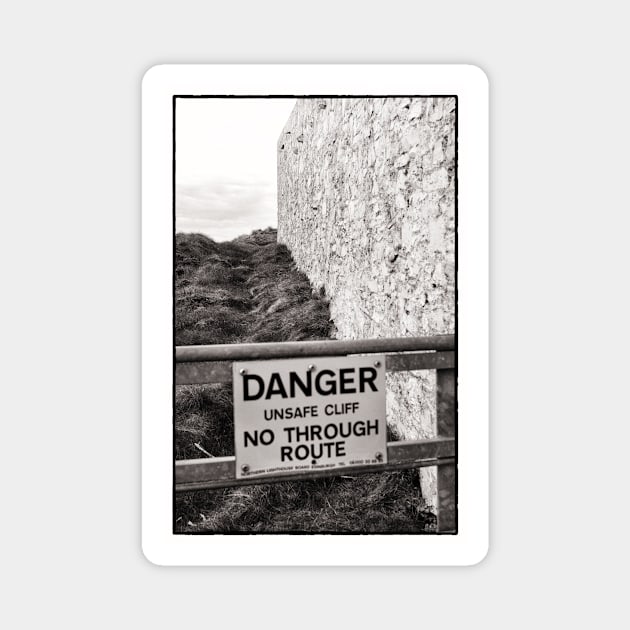 Danger sign near the lighthouse - Mull of Galloway, Scotland Magnet by richflintphoto