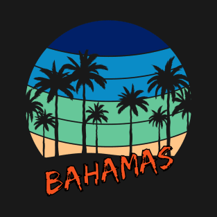 Bahamas Retro Vintage Sunset Beach Design T-Shirt