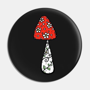 Flower Vine Red Mushroom Pin