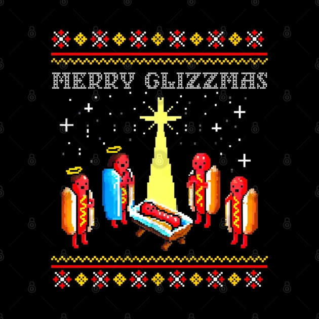 Merry Glizzmas Tacky Funny Merry Christmas Hot Dogs by TrikoNovelty