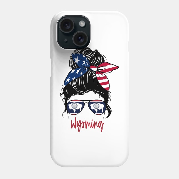 wyoming girl Messy bun , American Girl , wyoming Flag Phone Case by JayD World