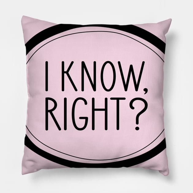 I Know, Right? Pillow by amyvanmeter