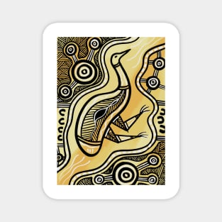 Aboriginal Art - Emu Gold Magnet