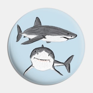 Artwork of a Great White Shark V Pin