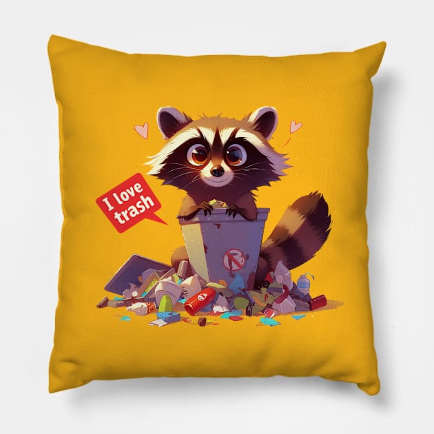 i love trash Pillow by StevenBag