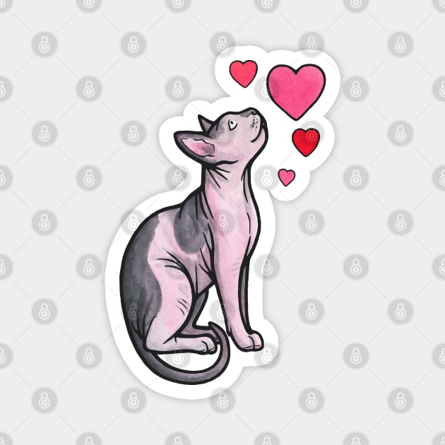 Sphynx cat love Magnet by animalartbyjess