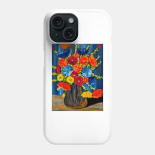 Mixed abstract flowers in a glass vase Phone Case