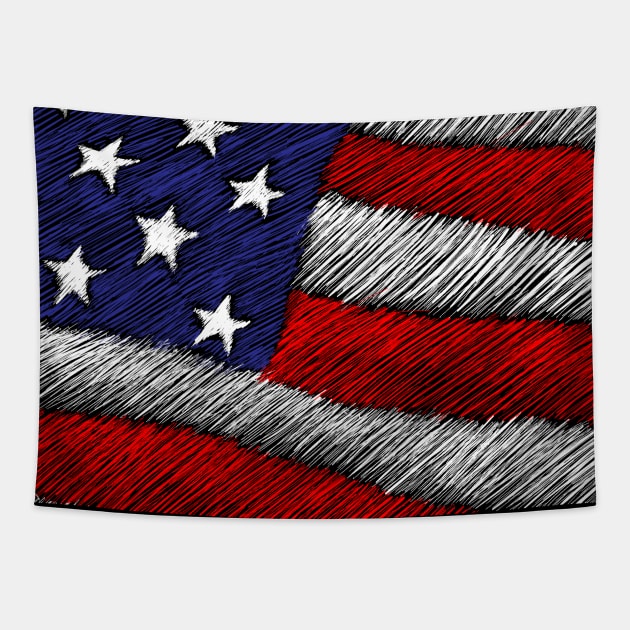 American Flag Fabric Pattern Tapestry by aquariart