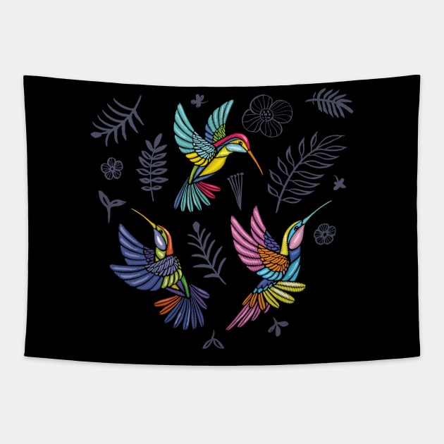 Colourful Hummingbirds, Sweet and Elegant Style Tapestry by BG Creative