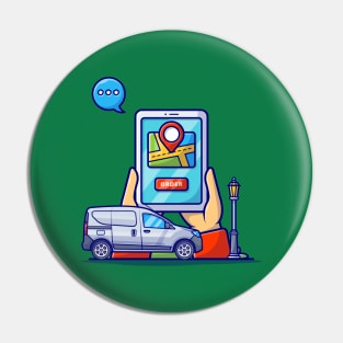 Online Taxi Transportation Cartoon Vector Icon Illustration Pin