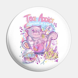 Tea Addict fun and totally rad Kit-tea Pin