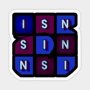 Sin - white letters in blue and red boxes, frame in the form of a capital letter "J" Magnet