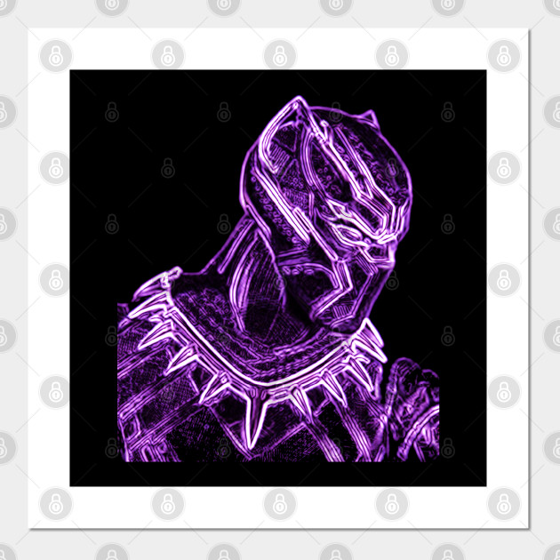 Black Panther Neon Black Panther Poster Und Kunst Teepublic De