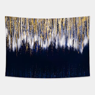 Blue and Gold Abstract Digital Painting Tapestry