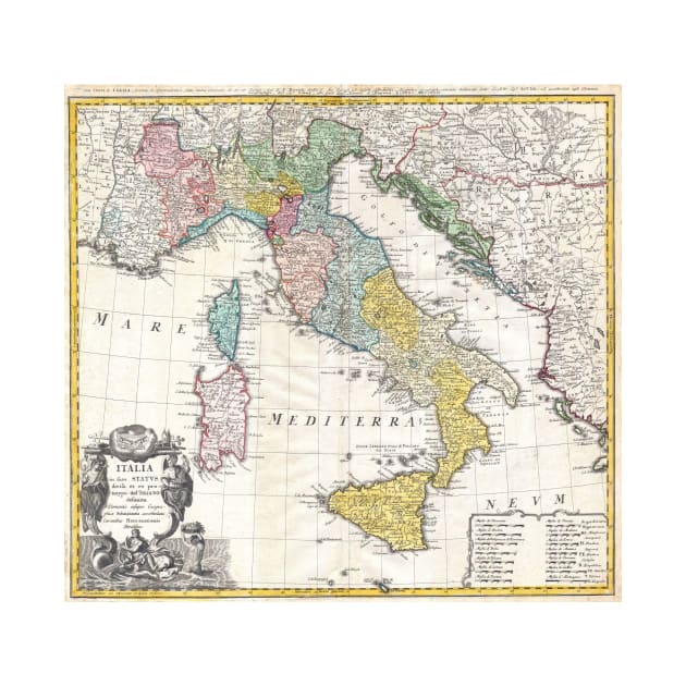 Vintage Map of Italy (1742) by Bravuramedia