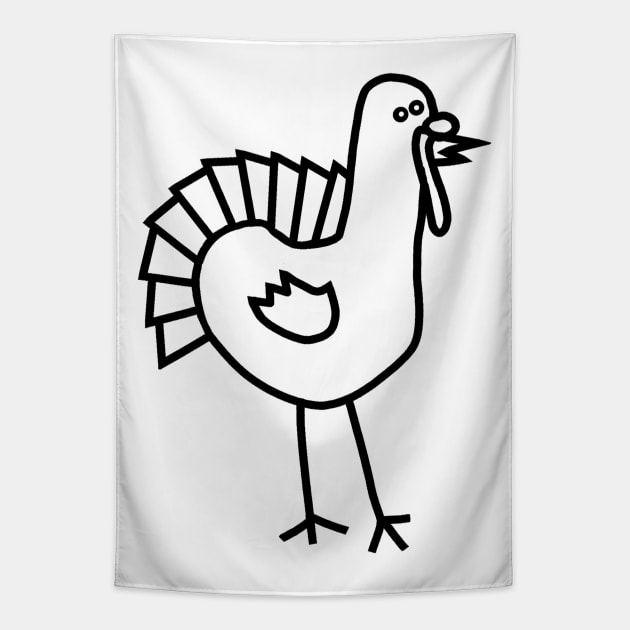 Minimal Thanksgiving Turkey Line Drawing Tapestry by ellenhenryart