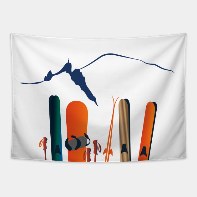 Chamonix Aiguille du Midi Tapestry by leewarddesign