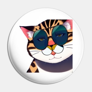 Meme Cat Funny With Sunglasses Sticker Pin