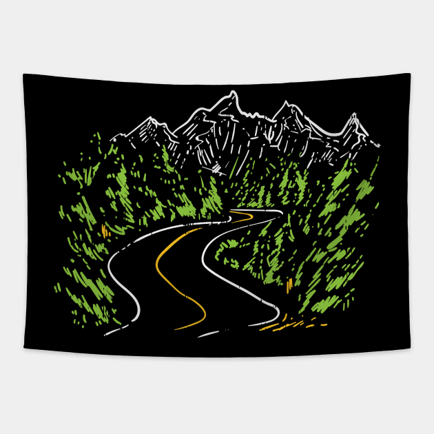 Travel Road Trip Mountains Tapestry by Shirtbubble
