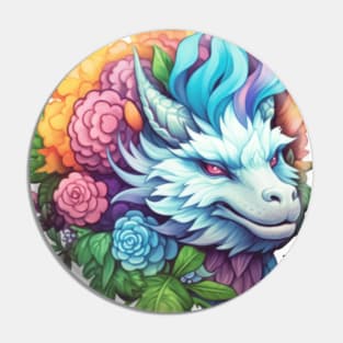 White Floral Dragon Pin