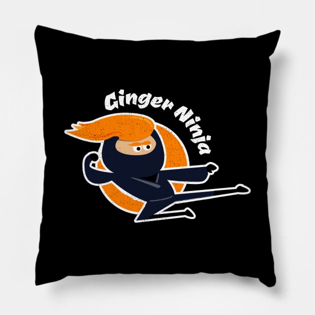 Ginger Ninja Kick Minimalist Update Pillow by propellerhead