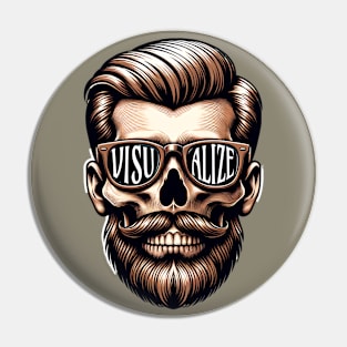 Skull With Beard And Glasses 'Visualize' Pin