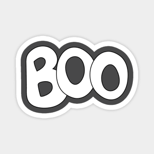 BOO text art in white bubble letters Magnet