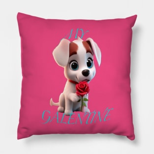 My galentine puppy with red roses Pillow