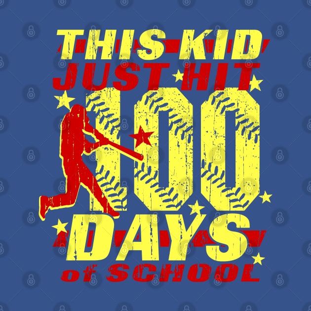 Kid's Softball 100 Days of School Softball Player Fan by TeeCreations