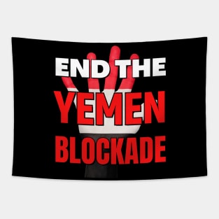 End the Yemen Blockade - Red White and Black hand Tapestry