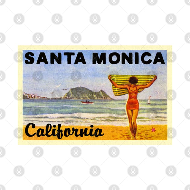 Santa Monica Beach California Vintage by TravelTime