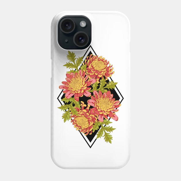 Red Chrysanthemum Flowers Art Phone Case by Designoholic