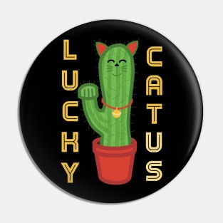 Lucky Catus Cat And Cactus Pun Pin