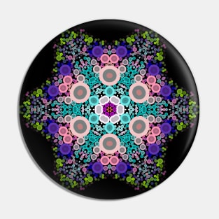 Dot Mandala Flower Blue Pink and Green Pin