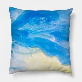 Watercolor Light Blue and Yellow Pattern watercolour painting blue aesthetic Pillow