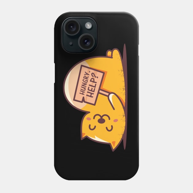 Hungry HELP, Hungry Cat, Cute Cat drawing, Always hungry, Food addict Phone Case by Sapfo