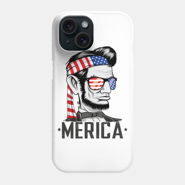 Abe Lincoln Merica 4th of July Tee Phone Case by HCMGift
