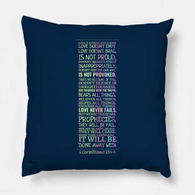 Bible Scripture Quote Verse 1 Corinthians 13:4-8 Design Pillow by  EnergyProjections