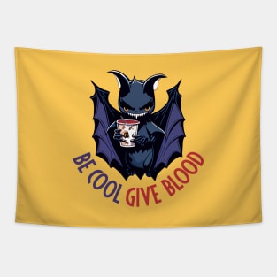 Fun Be Cool Give Blood Halloween Vampire Bat Tapestry