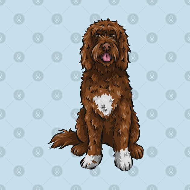 Cute Portuguese Water Dog | Chocolate by Shirin Illustration