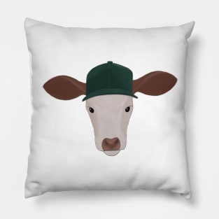 Bull Wearing a Ball Cap Pillow