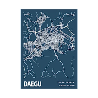 Daegu Blueprint Street Map, Daegu Colour Map Prints T-Shirt